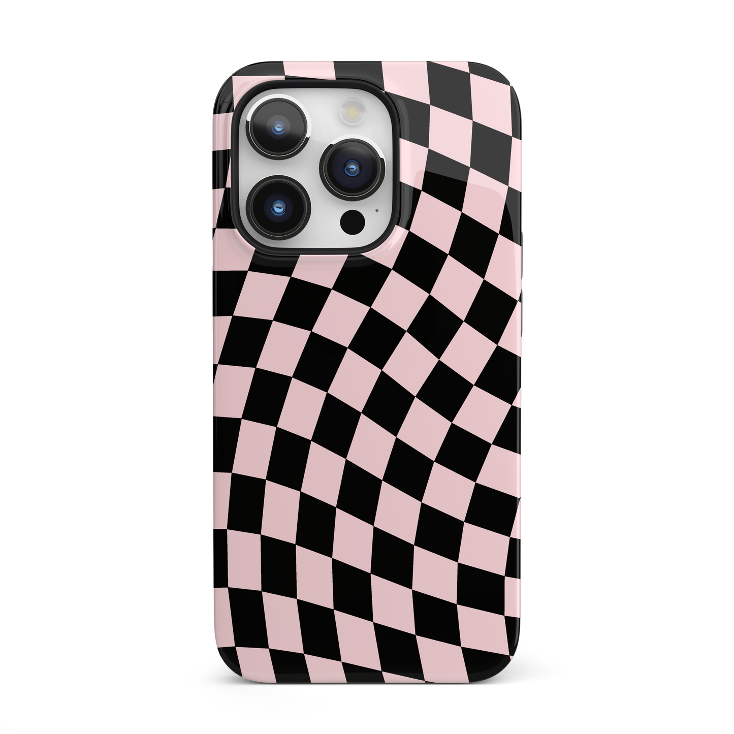 Pink & Black Wavy Checkered iPhone Case