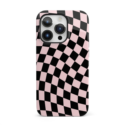 Pink & Black Wavy Checkered iPhone Case