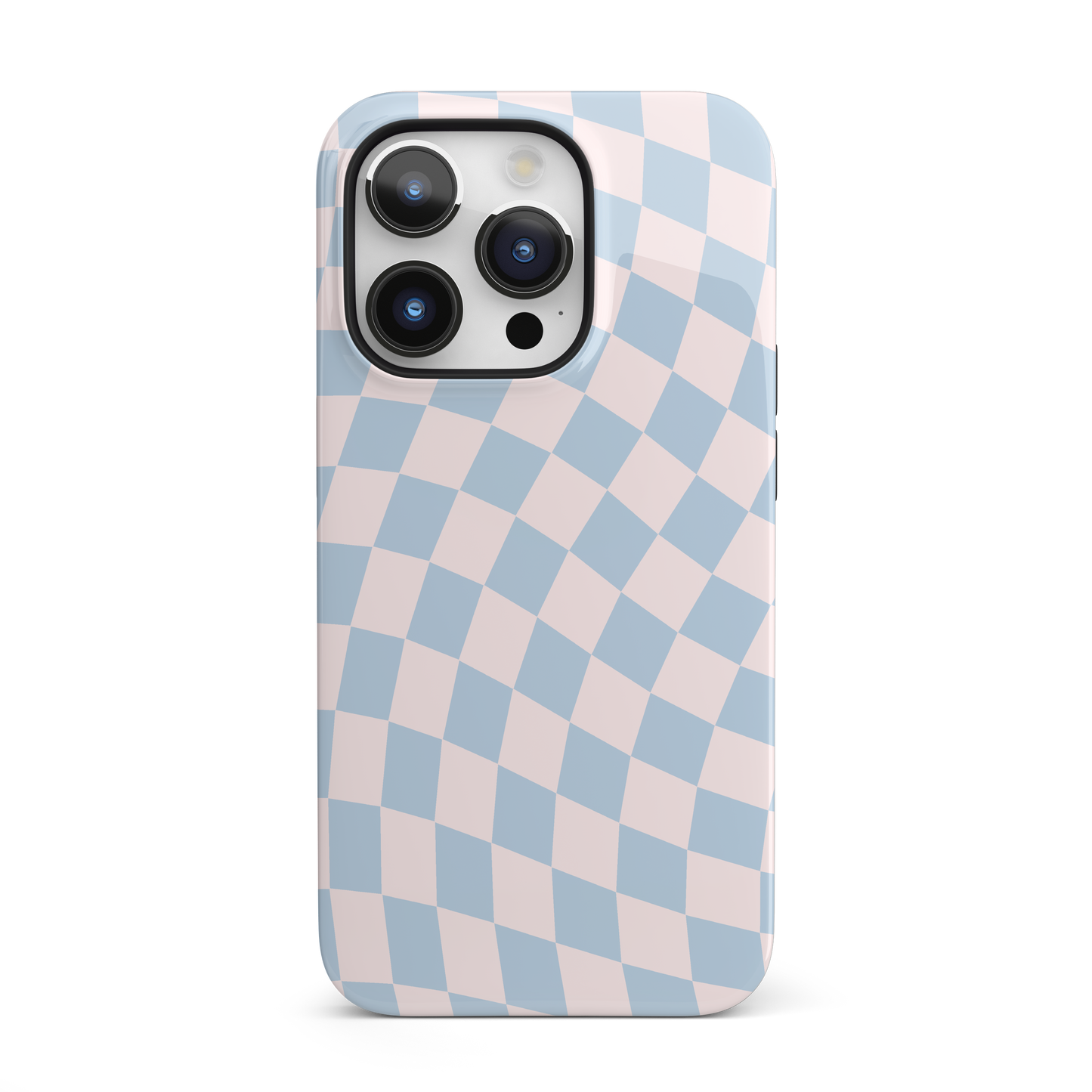 Light Pink & Blue Wavy Checkered iPhone Case