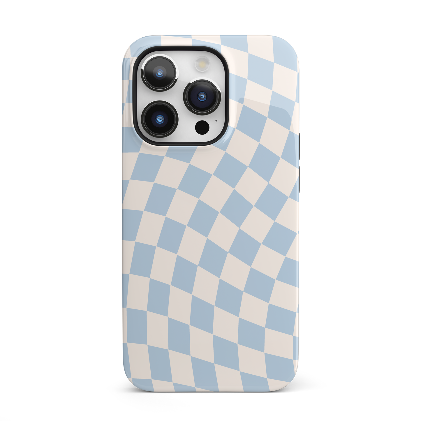 Blue & Beige Wavy Checkered iPhone Case