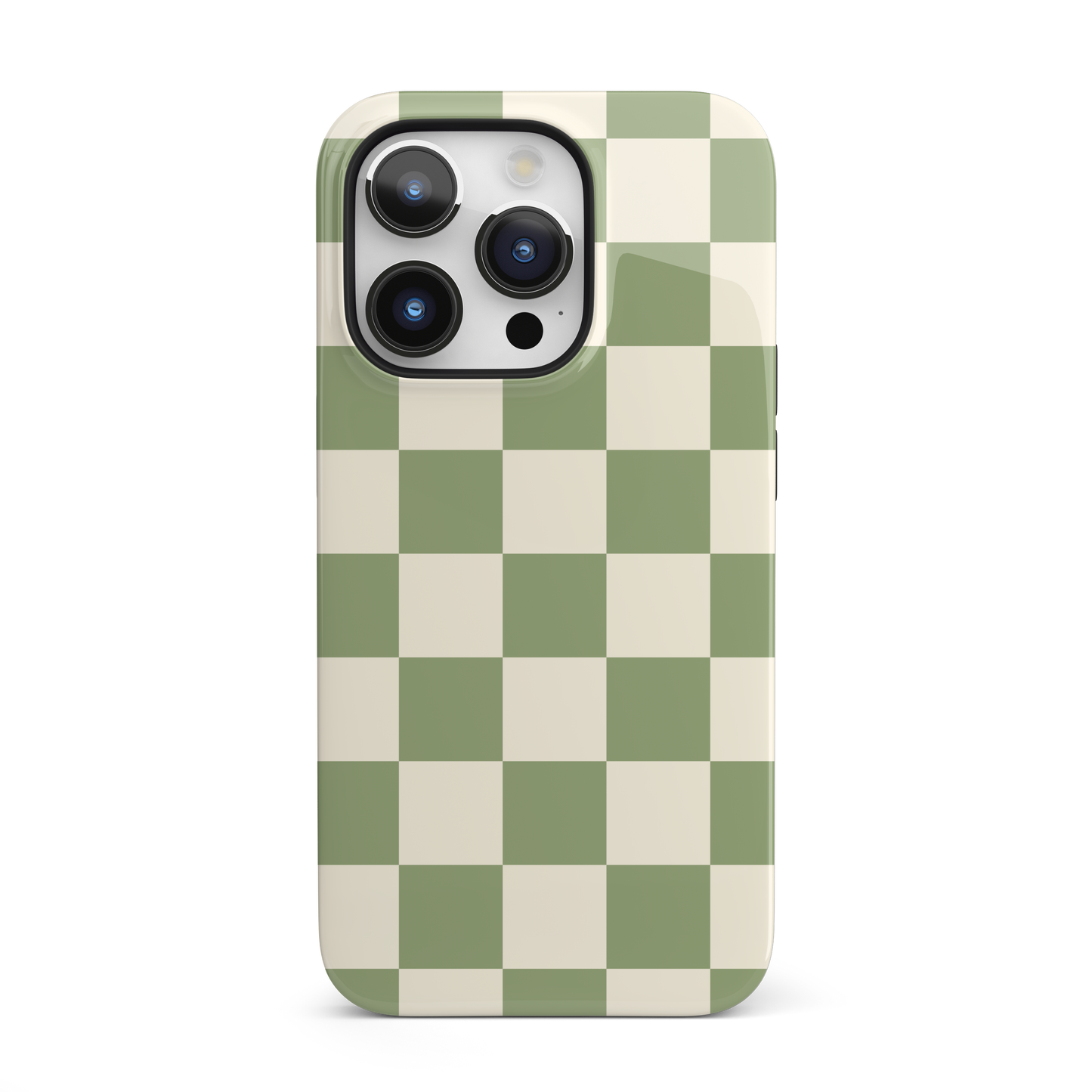 Green & Beige Checkered iPhone Case