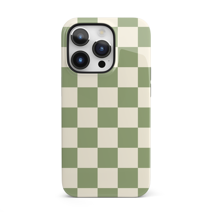 Green & Beige Checkered iPhone Case