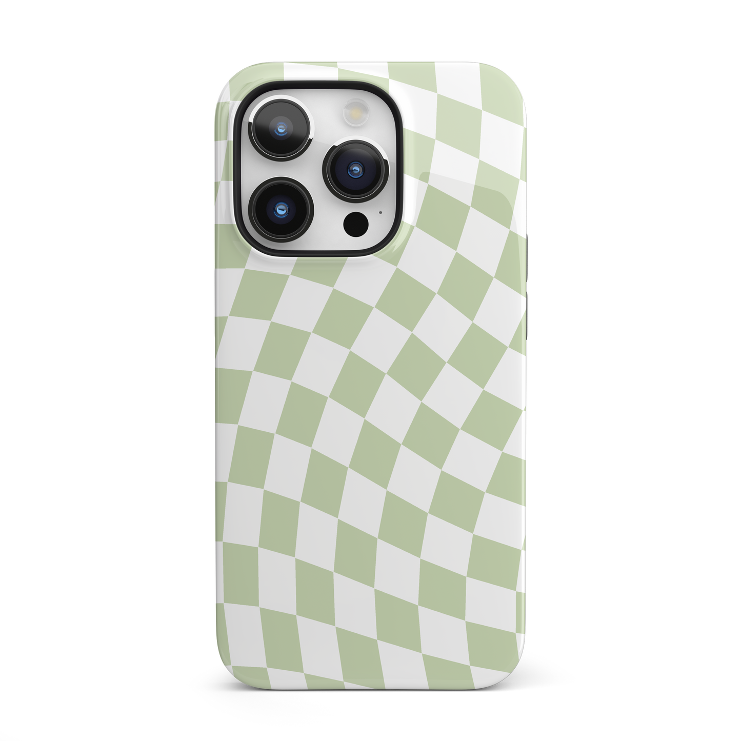 Light Green Wavy Checkered iPhone Case