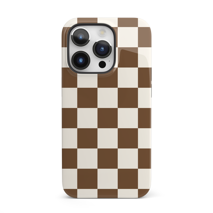 Brown Checkered iPhone Case