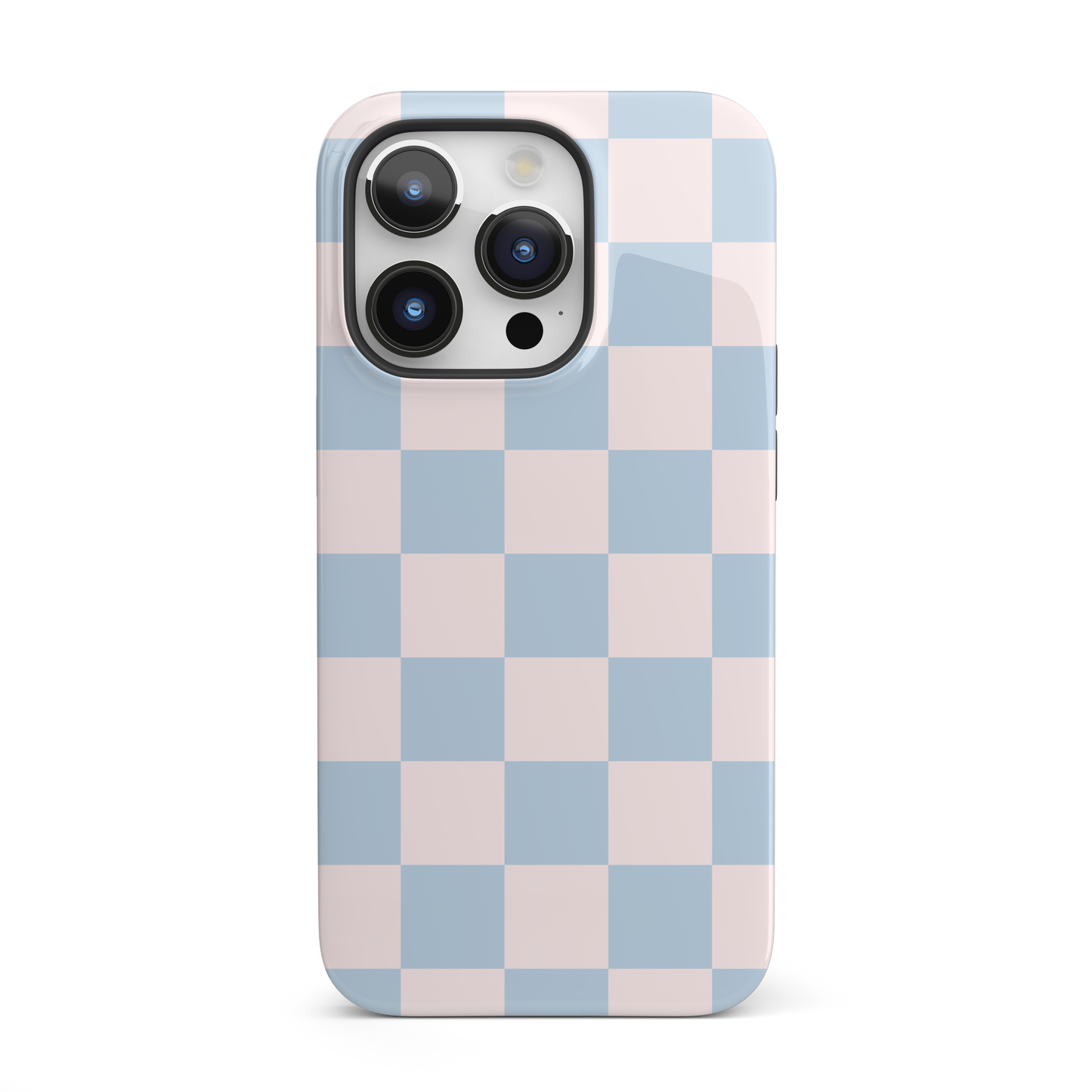 Light Pink & Blue Checkered iPhone Case