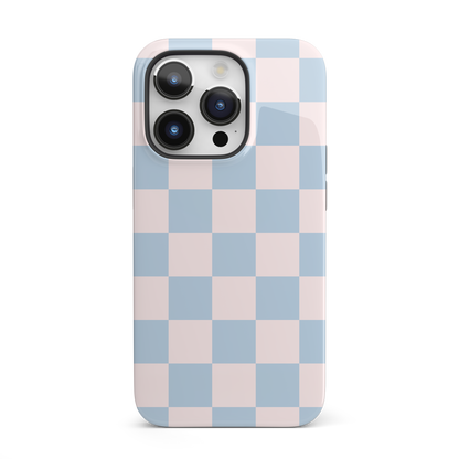 Light Pink & Blue Checkered iPhone Case