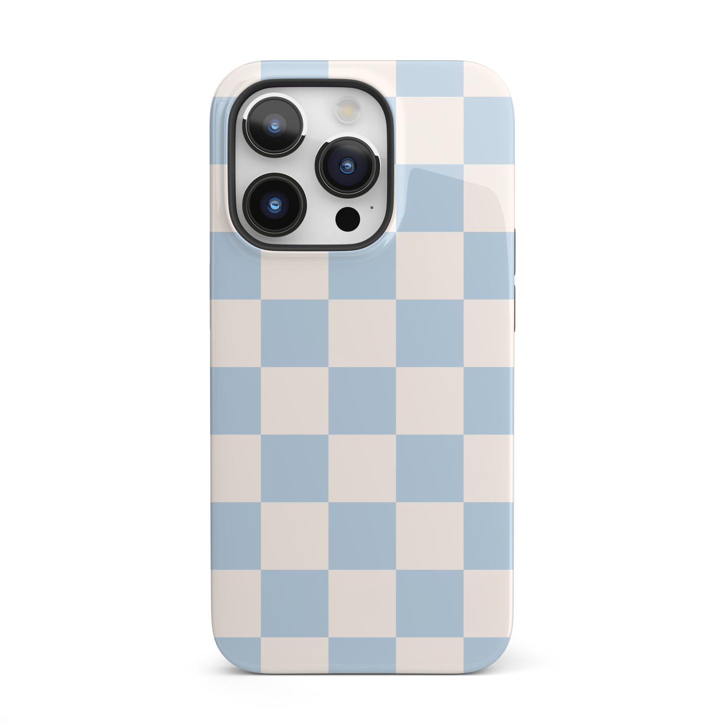 Light Blue & Beige Checkered iPhone Case