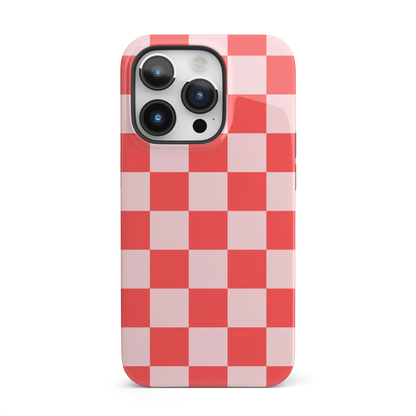 Red & Pink Checkered iPhone Case