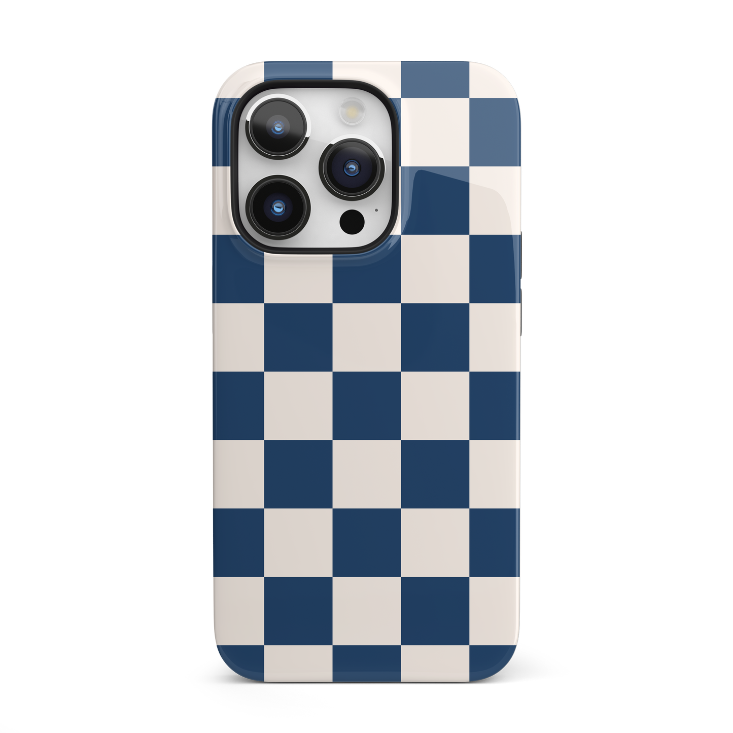 Navy & Beige Checkered iPhone Case