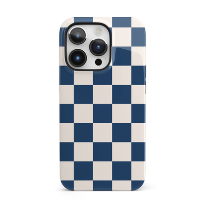 Navy & Beige Checkered iPhone Case