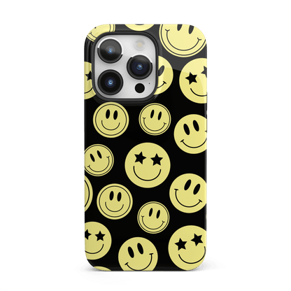 Black Smiley Faces iPhone Case