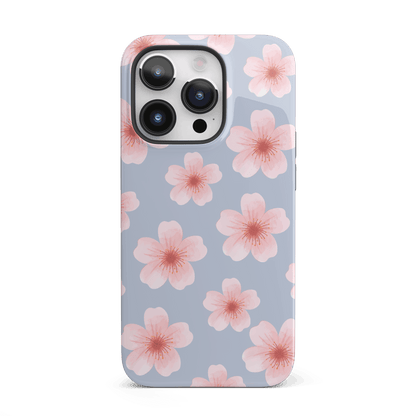 Blue Cherry Blossoms iPhone Case