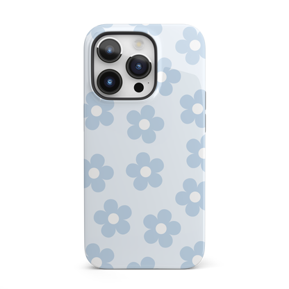 Light Blue Retro Flowers iPhone Case