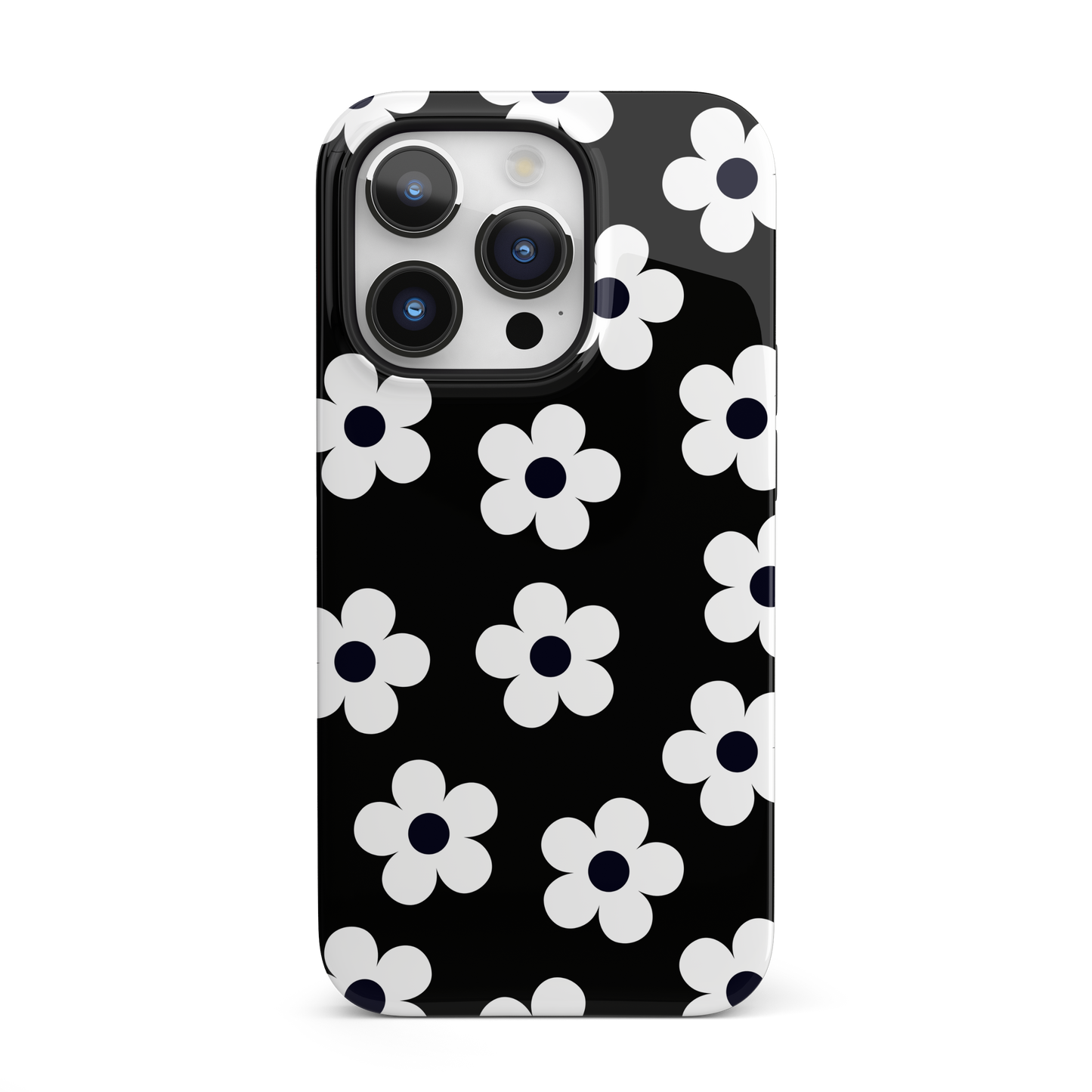 Black Retro Flowers iPhone Case