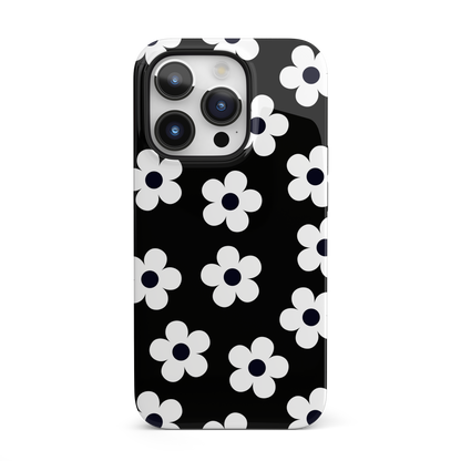 Black Retro Flowers iPhone Case