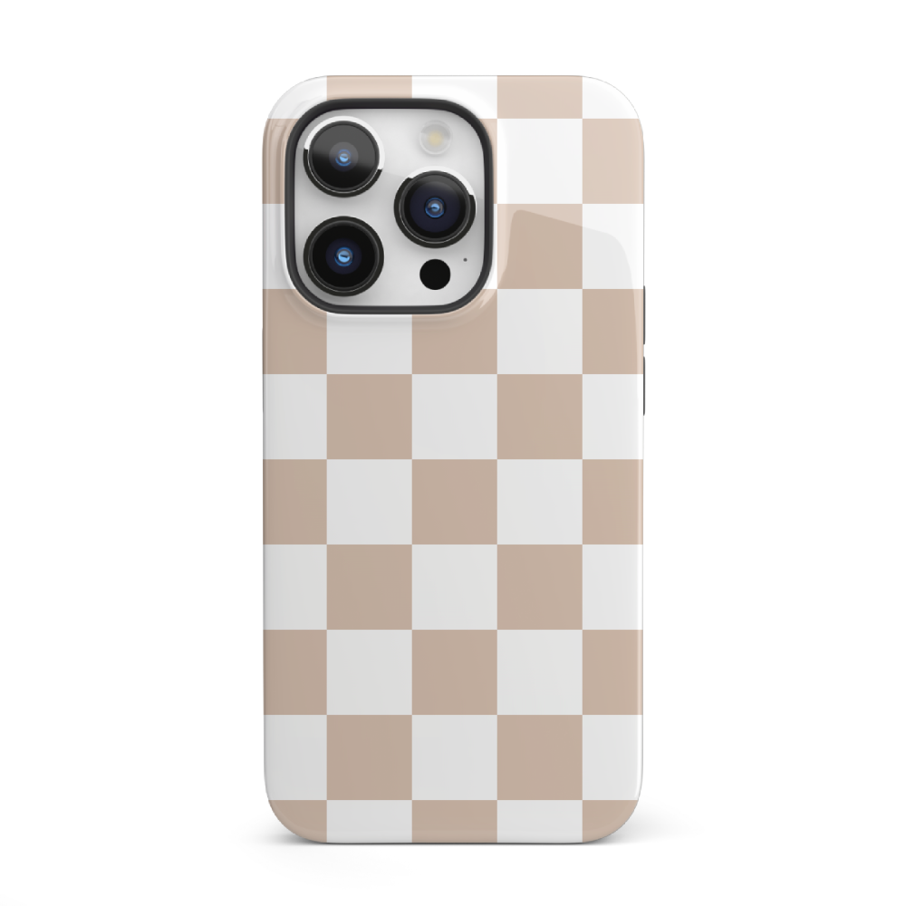 Beige & White Checkered iPhone Case