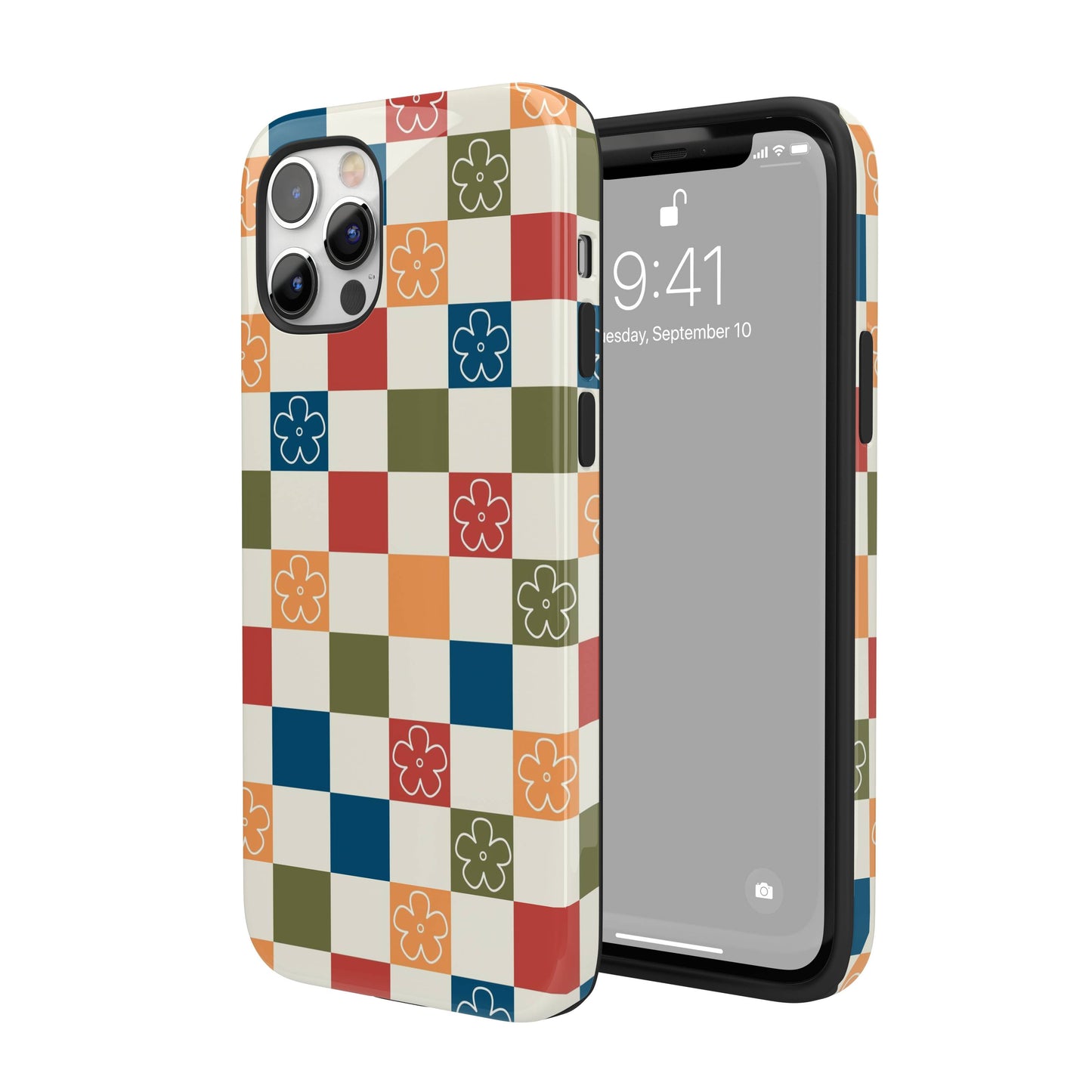 Vintage Flowers Checkered iPhone Case