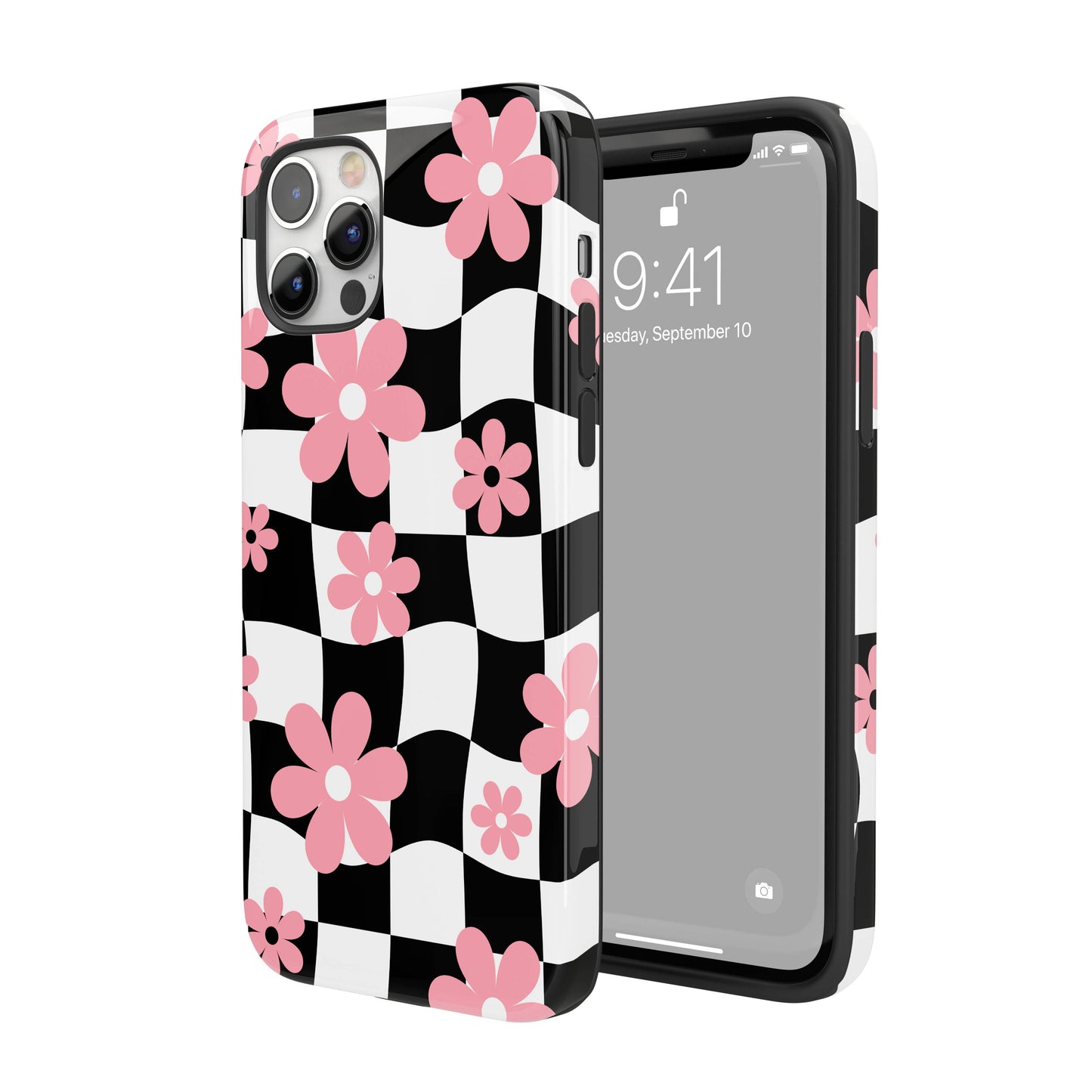 Floral Wavy Checkered iPhone Case