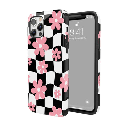 Floral Wavy Checkered iPhone Case