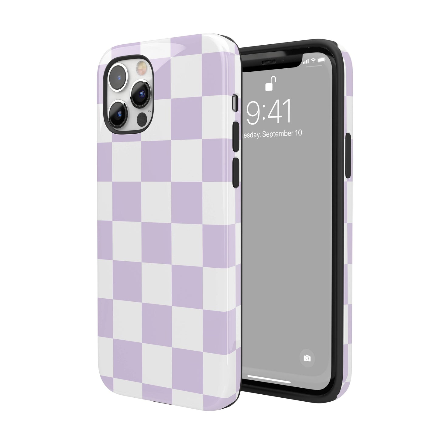 Pastel Purple Checkered iPhone Case