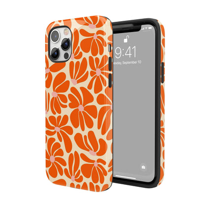 Orange Vintage Flowers iPhone Case