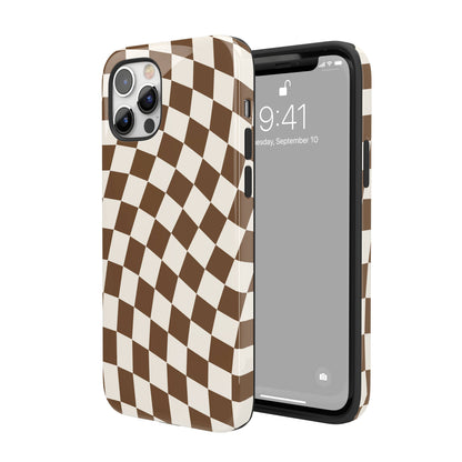 Brown Wavy Checkered iPhone Case