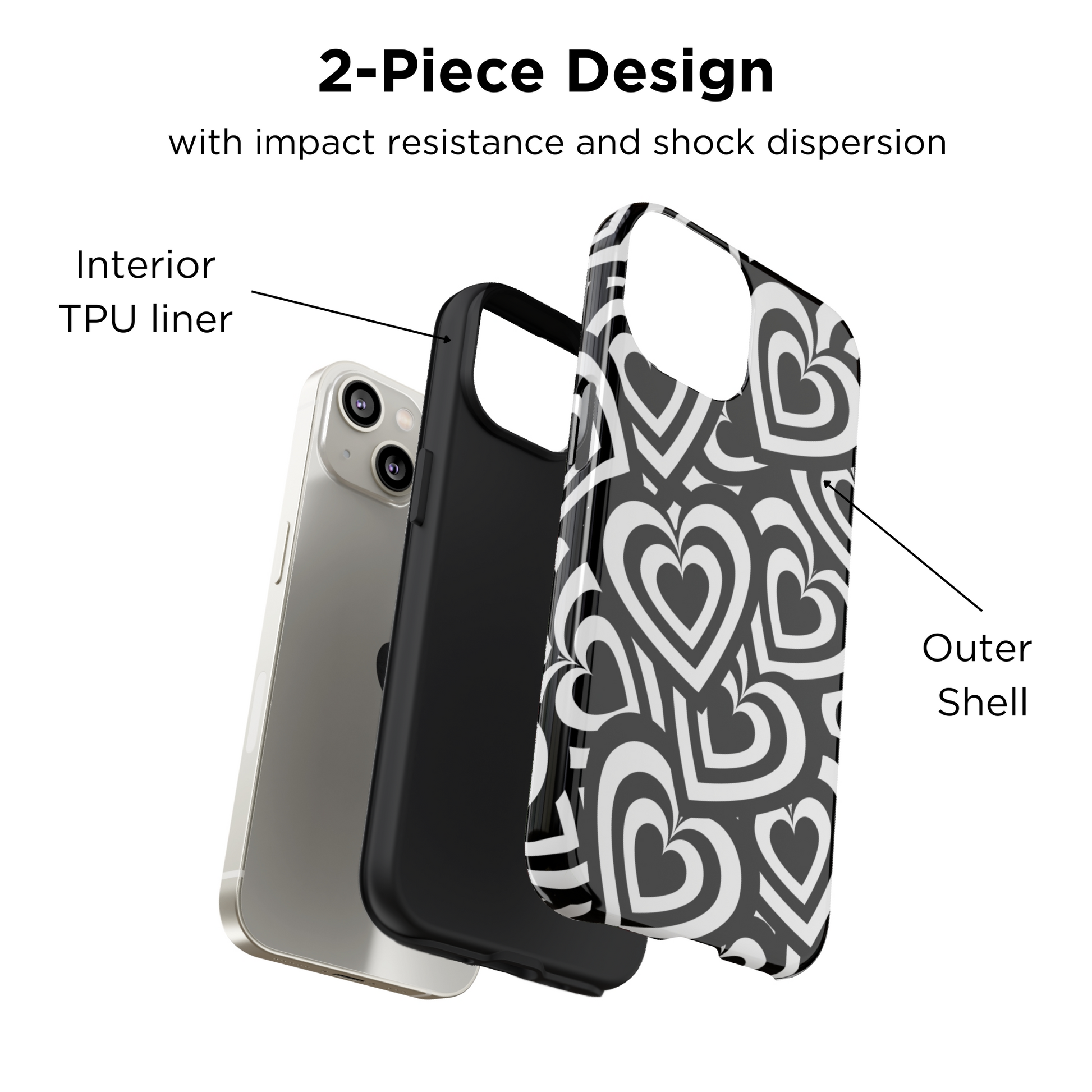 Black & White Hearts iPhone Case