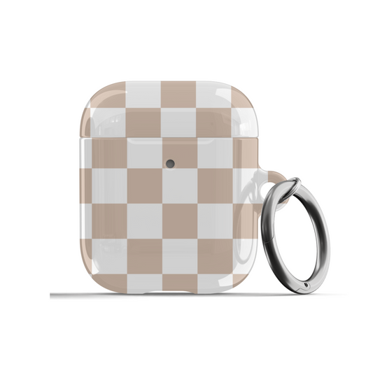 Beige & White Checkered AirPods Case