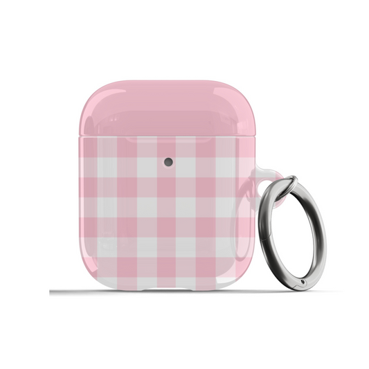 Pink Gingham Airpods Case