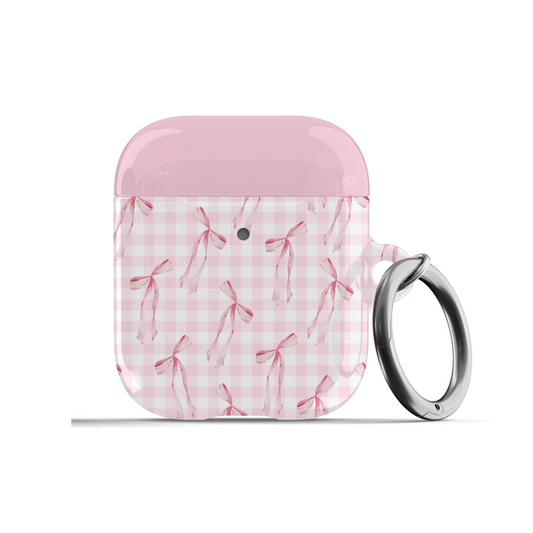 Pink Gingham Bows AirPods Case