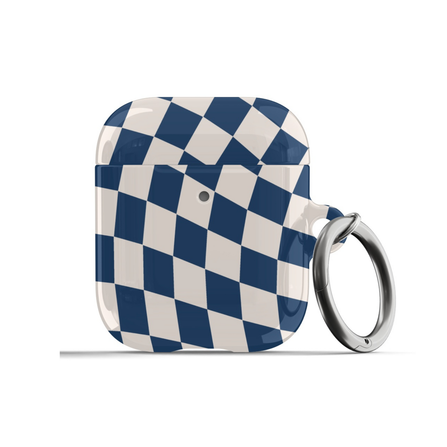 Navy & Beige Wavy Checkered AirPods Case