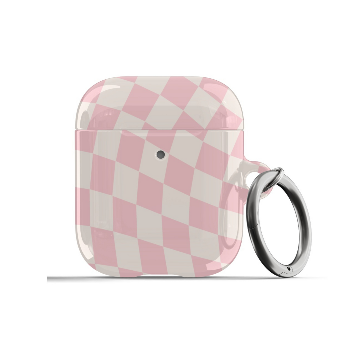 Pink & Beige Wavy Checkered AirPods Case