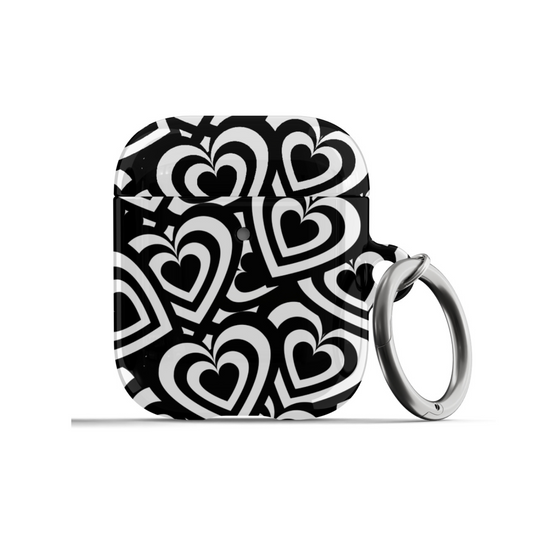 Black and White Hearts Airpods Case