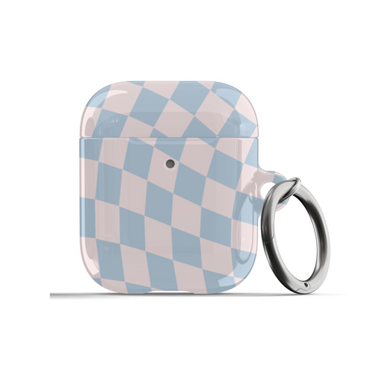 Pink & Blue Wavy Checkered AirPods Case