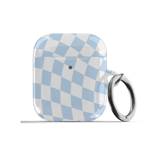 Light Blue Wavy Checkered AirPods Case