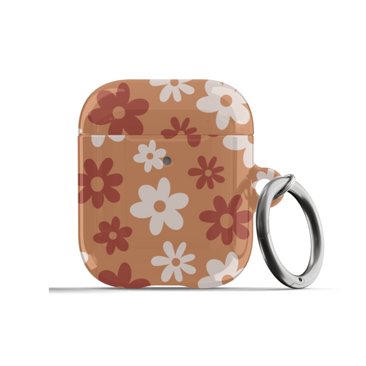 Brown Flower Power AirPods Case