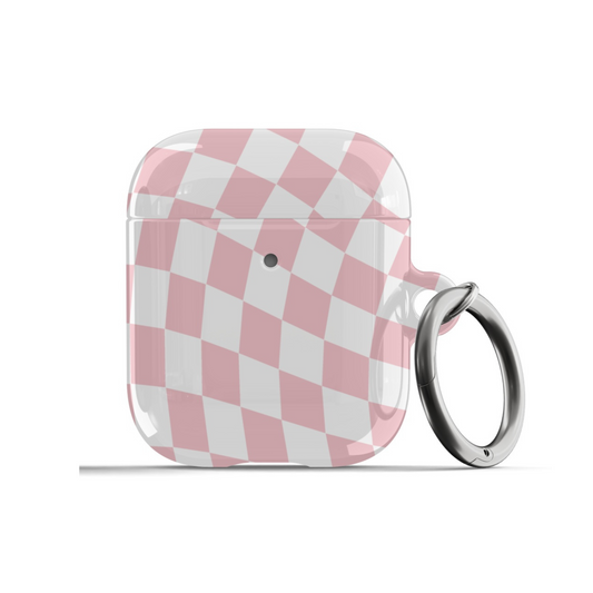 Light Pink Wavy Checkered AirPods Case