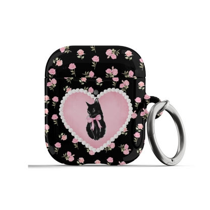 Black Féline Roses AirPods Case