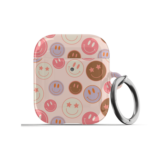 Preppy Pink Smiley Faces AirPods Case