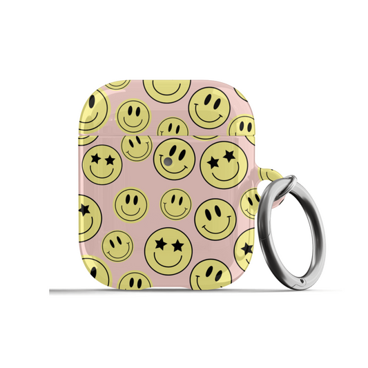 Pink Smiley Faces AirPods Case
