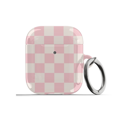 Pink & Beige Checkered AirPods Case