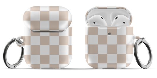 Beige & White Checkered AirPods Case