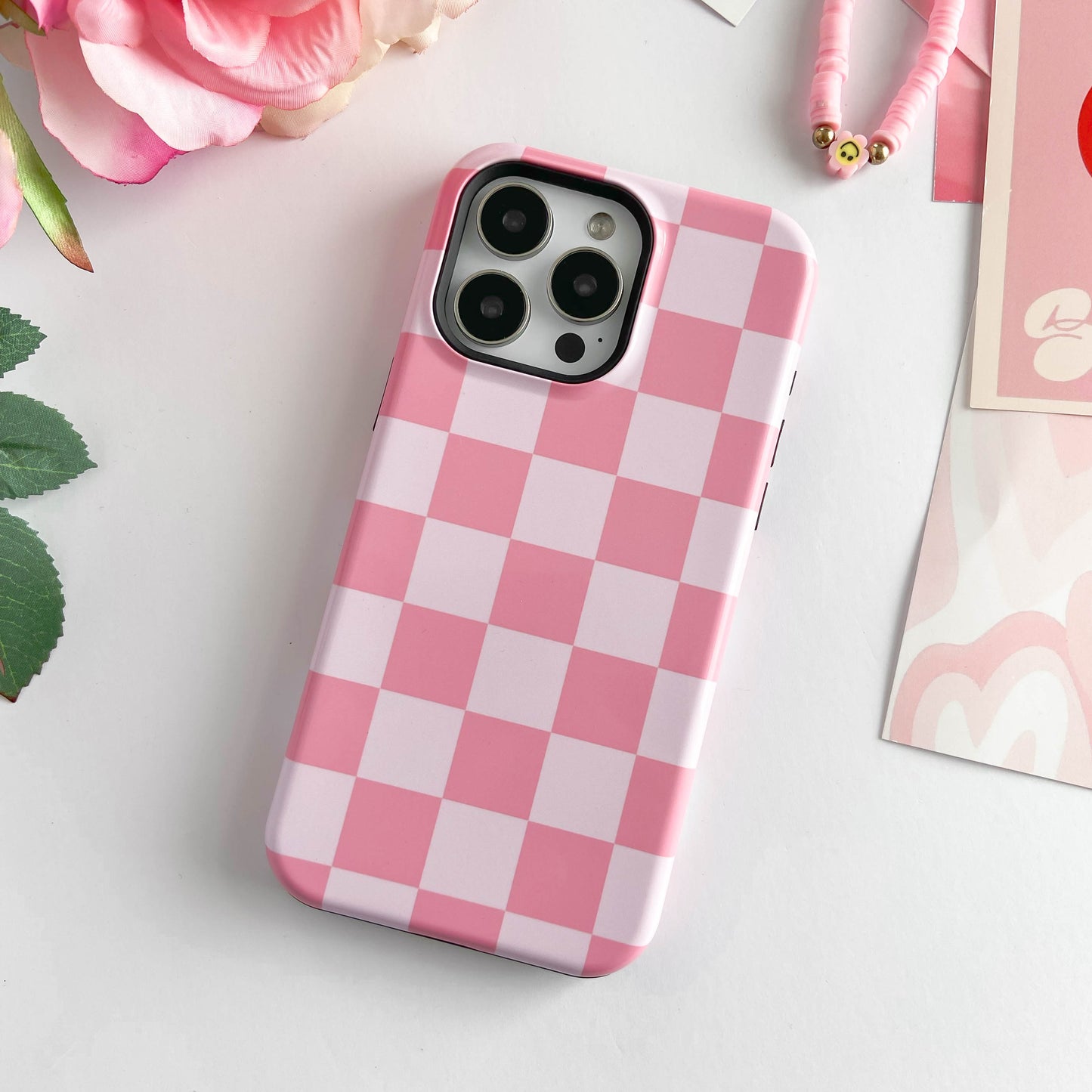 Pink & Light Pink Checkered iPhone Case