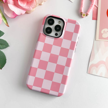 Pink & Light Pink Checkered iPhone Case