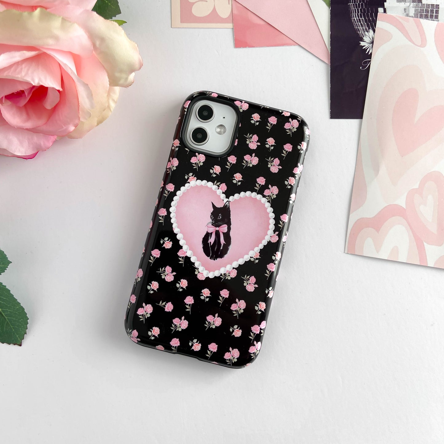 Black Féline Roses iPhone Case