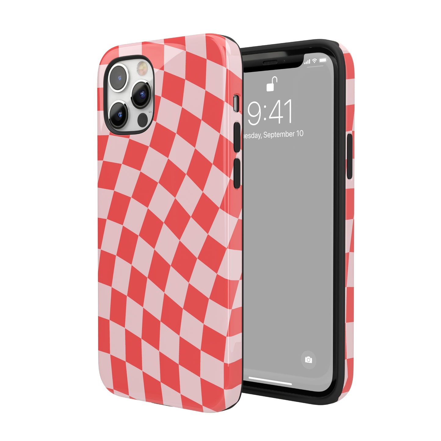 Red & Pink Wavy Checkered iPhone Case