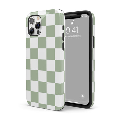 Sage Green Checkered iPhone Case