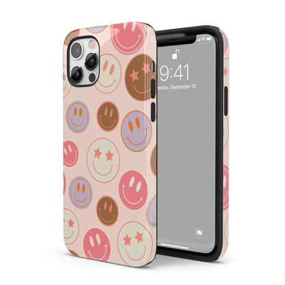 Preppy Pink Smiley Faces iPhone Case