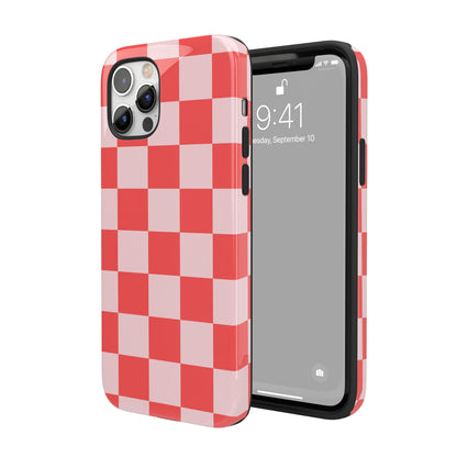 Red & Pink Checkered iPhone Case