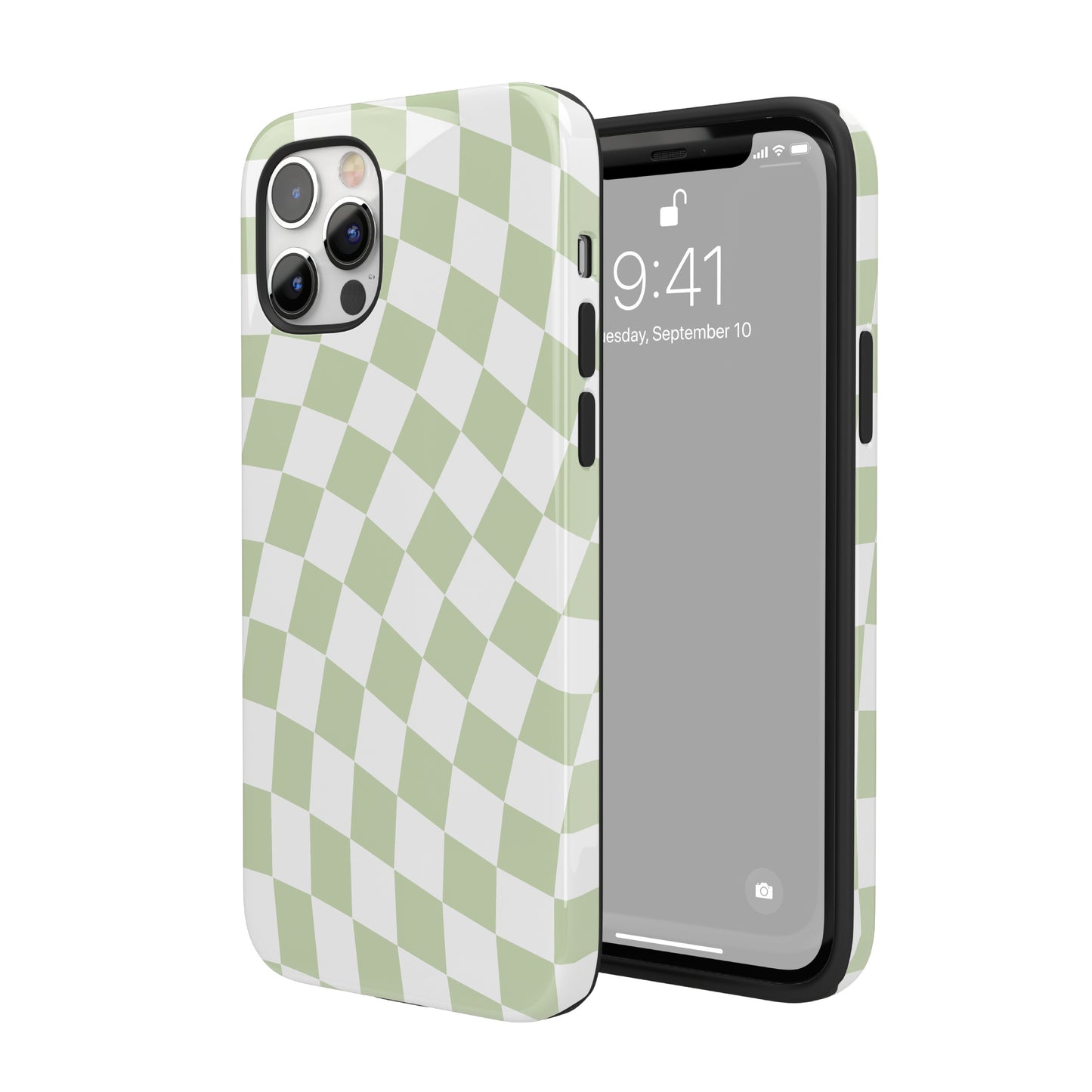 Light Green Wavy Checkered iPhone Case